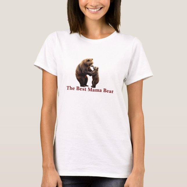 Realistic Mama Bear and Cub Interaction  T-Shirt (Front)