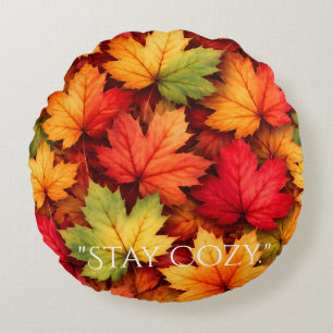 Realistic Maple Leaf Custom Round Cushion