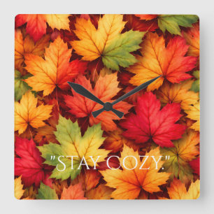 Realistic Maple Leaf Custom Square Wall Clock