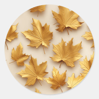 realistic maple leaf design classic round sticker
