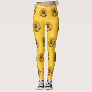 Realistic Minimal Sunflower Pattern Leggings