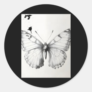 Realistic Monarch Butterfly Pencil Drawing Sticker