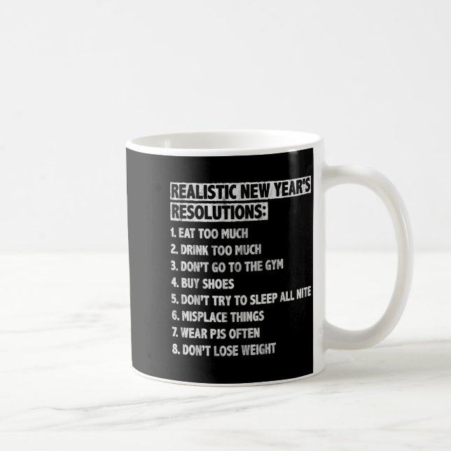 Realistic New Year's Resolutions Sayings Quote Fun Coffee Mug (Right)