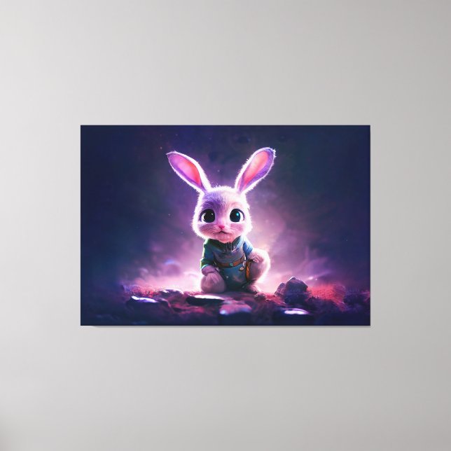 Realistic oil painting of a cute bunny canvas print (Front)
