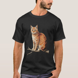 Realistic Orange Tabby Cat Art Design T-Shirt
