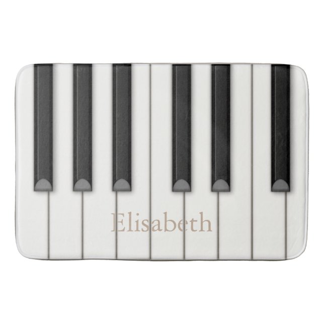 Realistic Oversized Piano Keys Personalizable Bath Mat (Front)