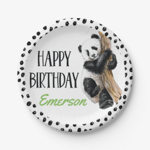 Realistic Panda Bear Happy Birthday Party, Any Age Paper Plate
