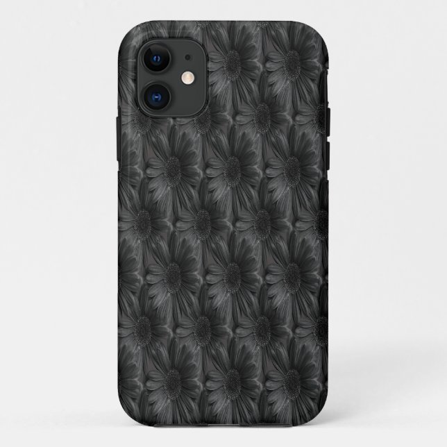 Realistic pattern of black chrysanthemums - Black  Case-Mate iPhone Case (Back)