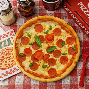 Realistic Pepperoni Pizza Paper Plate