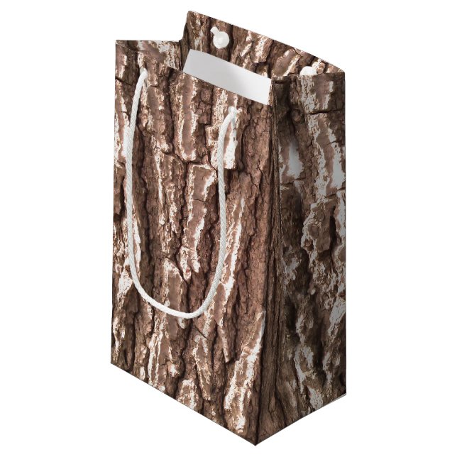 Realistic Photo Tree Bark Nature Pattern Small Gift Bag (Front Angled)