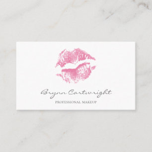 Realistic Pink Kiss Print Lips Makeup Business Card