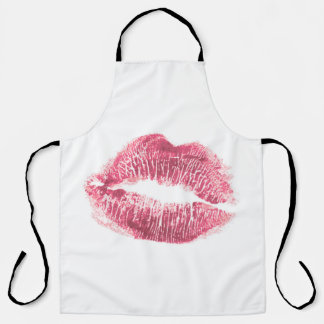 Realistic pink lips, isolated kiss apron