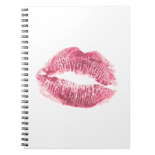 Realistic pink lips, isolated kiss notebook (Front)