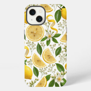 Realistic Pressed Lemon & Botanical Floral Pattern iPhone 13 Case