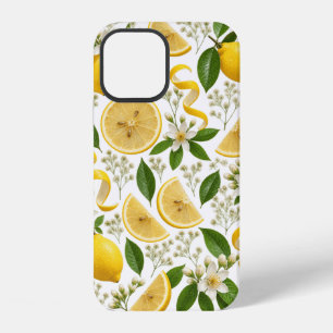 Realistic Pressed Lemon & Botanical Floral Pattern iPhone 12 Case