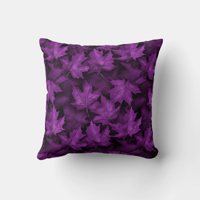 realistic purple maple leaf design cushion (Back)