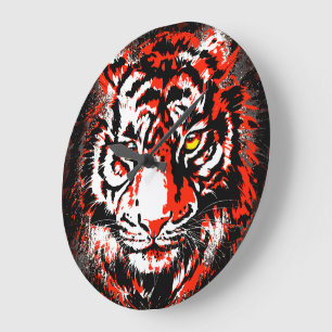 Realistic Red Tiger Head - Red Tiger Clock