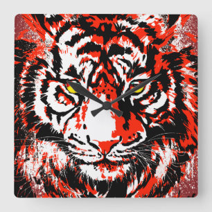 Realistic Red Tiger Head - Red Tiger Clock