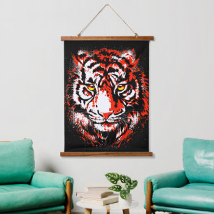 Realistic Red Tiger Head - Red Tiger Tapestry