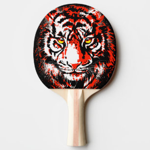 Realistic Red Tiger Head - Tiger Ping Pong Paddle