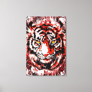 Realistic Red Tiger Wrapped Canvas - Tiger Canvas