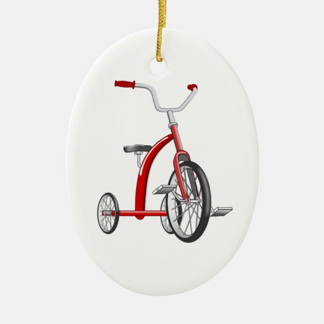 Realistic Red Tricycle Ceramic Tree Decoration (Front)