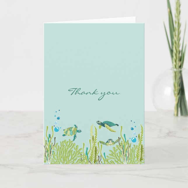 Realistic Sea Turtle Baby Shower thank you note (Front)