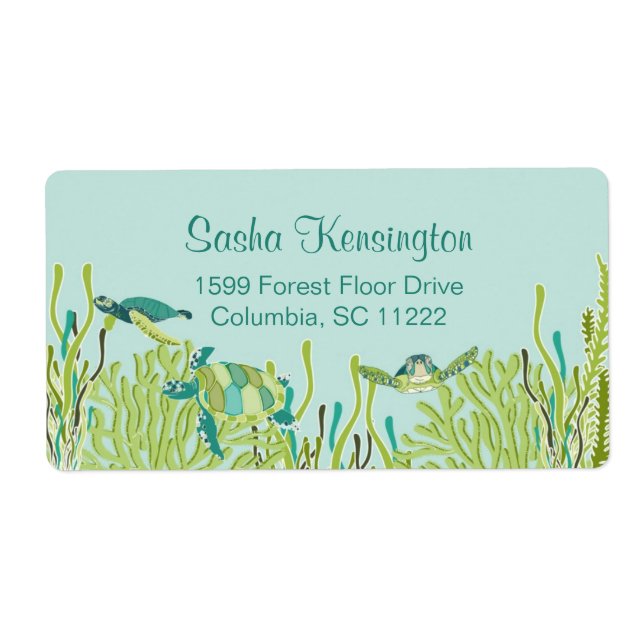 Realistic Sea Turtles Return Address Label (Front)