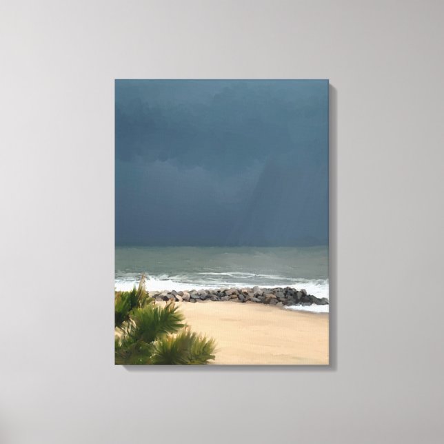 Realistic seascape Delaware Beach Rain Canvas Print (Front)