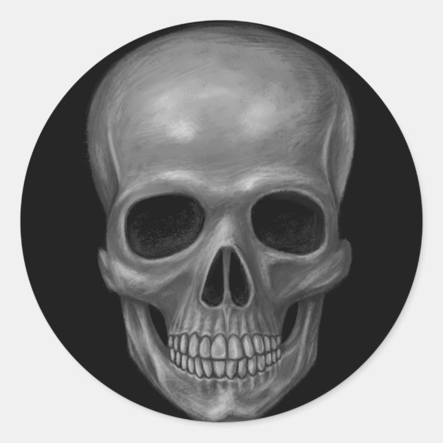 Realistic Skull Classic Round Sticker (Front)