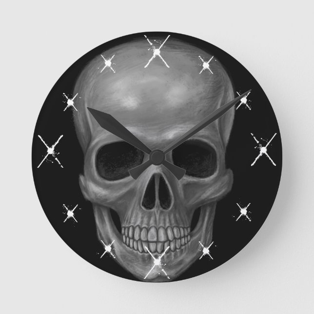 Realistic Skull Round Clock (Front)