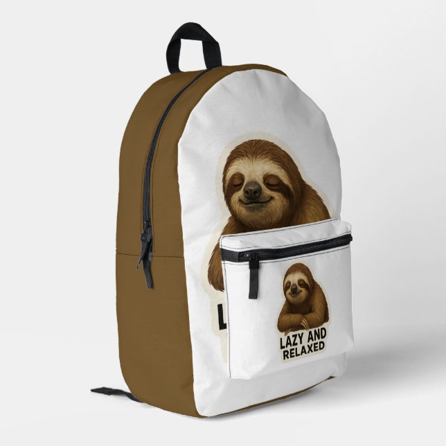 Realistic Sloth Sticker Printed Backpack (Back Corner Left)