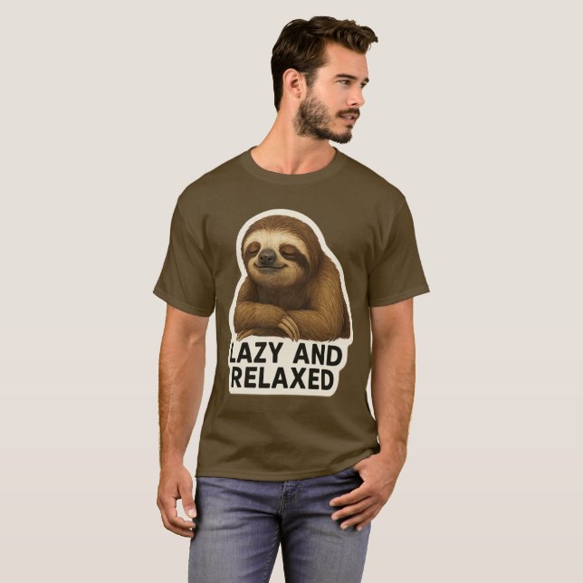 Realistic Sloth Sticker T-Shirt (Front Full)
