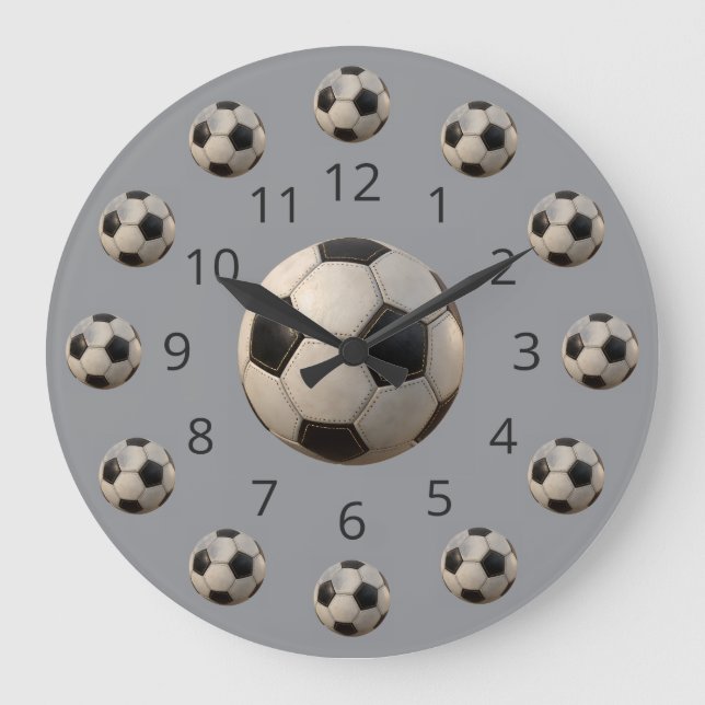 Realistic Soccer Ball  Large Clock (Front)