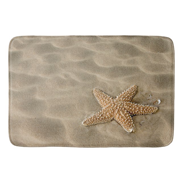 Realistic Soft Beach Sand with Starfish Bath Mat (Front)