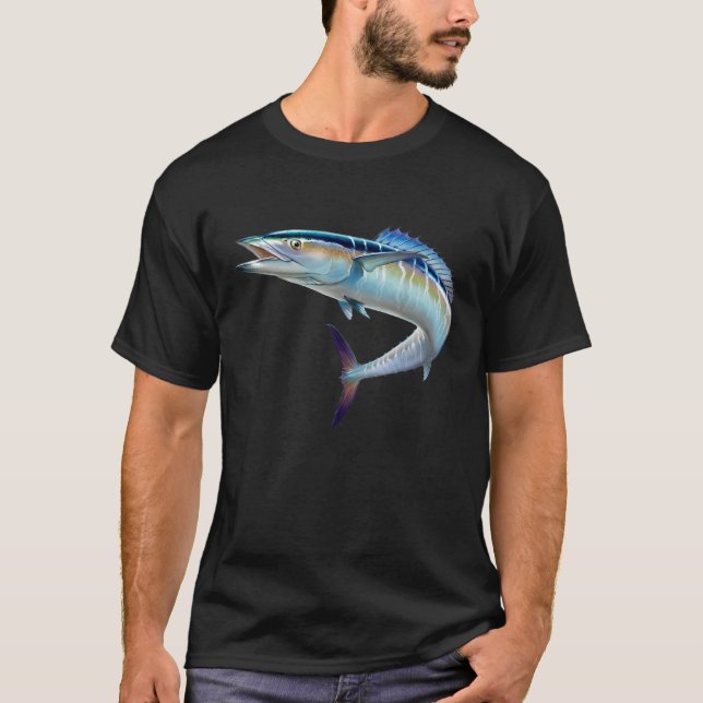 realistic Spanish Mackerel fish for lovers Fishing T-Shirt (Front)