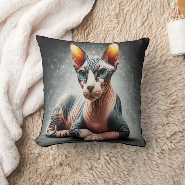 Realistic Sphynx Cat, Sphynx Hairless Cat Lover Cushion (Blanket)