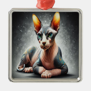Realistic Sphynx Cat, Sphynx Hairless Cat Lover Metal Tree Decoration