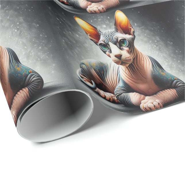 Realistic Sphynx Cat, Sphynx Hairless Cat Lover Wrapping Paper (Roll Corner)
