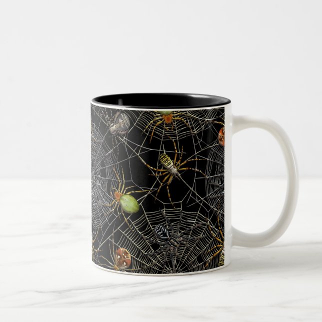 Realistic Spiders Web Pattern Two-Tone Coffee Mug (Right)