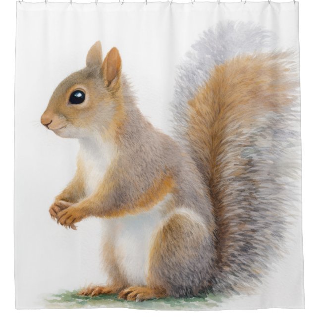 Realistic Squirrel Portrait Shower Curtain (Front)