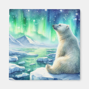 Realistic Star Gazing Polar Bear Magnet