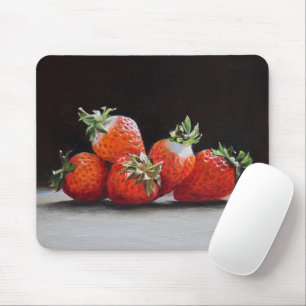 Realistic Strawberries Still Life Oil Painting Mouse Mat
