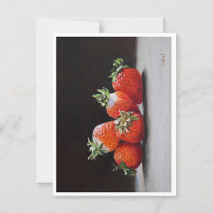 Realistic Strawberries Still Life Oil Painting Postcard