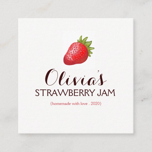 Realistic Strawberry Bakery Business Card (Front)