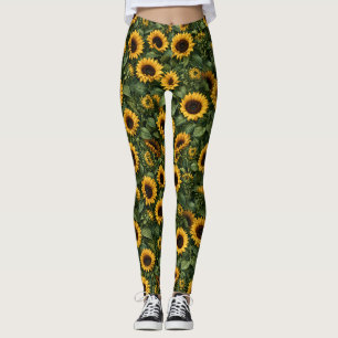 Realistic Sunflower Botanical Art Leggings
