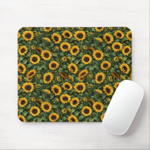 Realistic Sunflower Botanical Art Mouse Mat