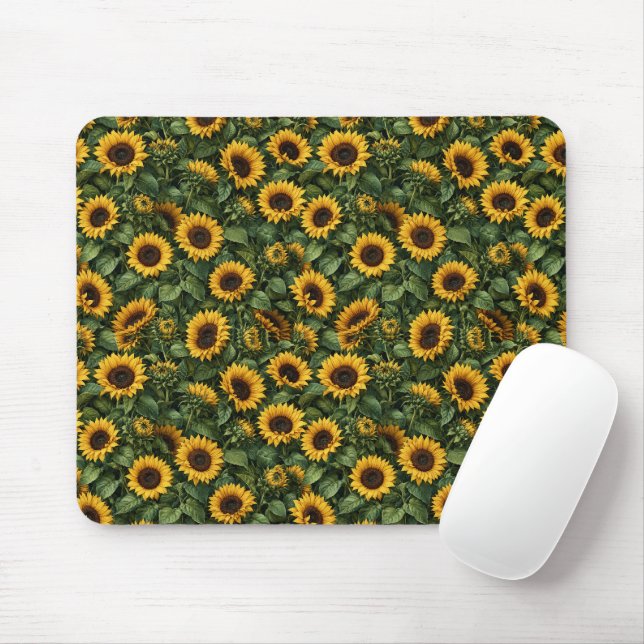 Realistic Sunflower Botanical Art Mouse Mat (With Mouse)
