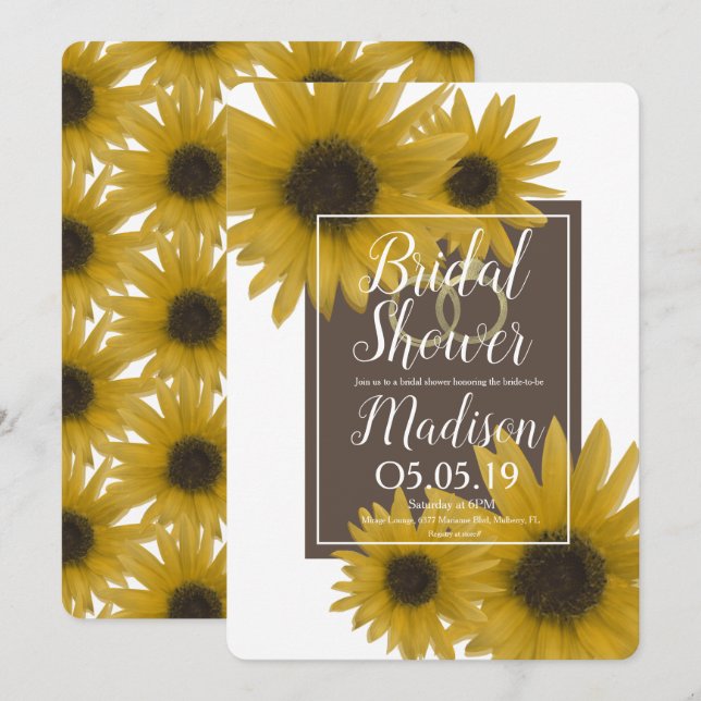 Realistic Sunflower Foil Ring Bridal Shower Invitation (Front/Back)