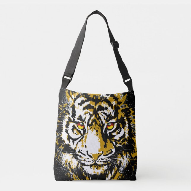 Realistic Tiger - Cool Tiger Head Drawing Crossbody Bag (Front)